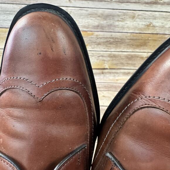 Allen Edmonds Mens Cognac Brown Leather Wigtip Lace Up Oxford Shoes 13B main image 4